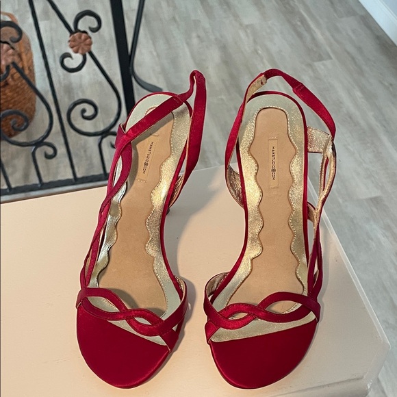 Max Studio Seahorse Red Strappy Heels - Picture 6 of 11